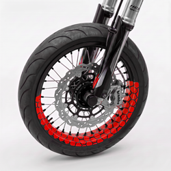 Vinilos para llanta de moto Hexa Rojo, patrón de panal hexagonal en el perfil de la rueda