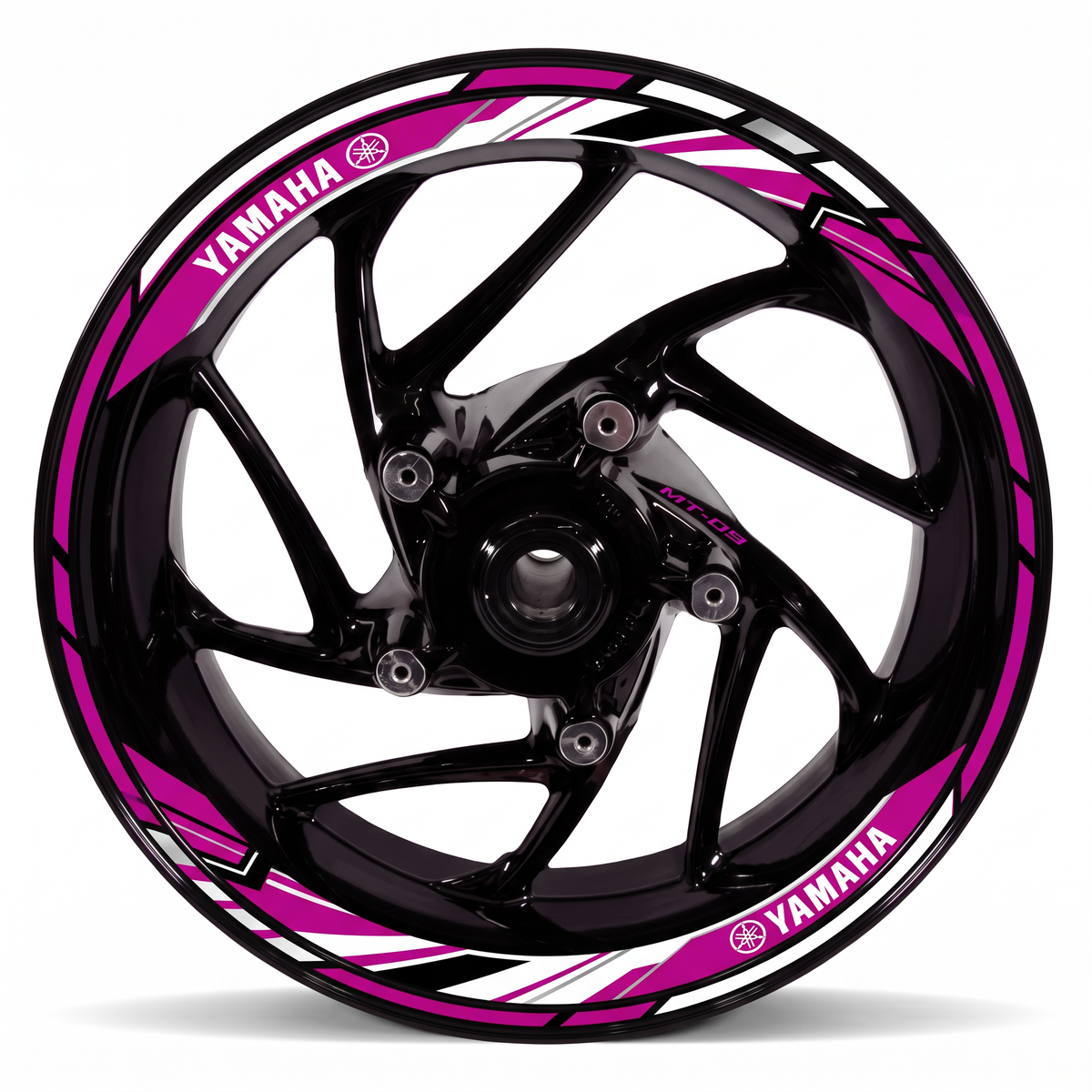 Vinilos para llanta de moto Yamaha - bandas rosas con logotipo Yamaha