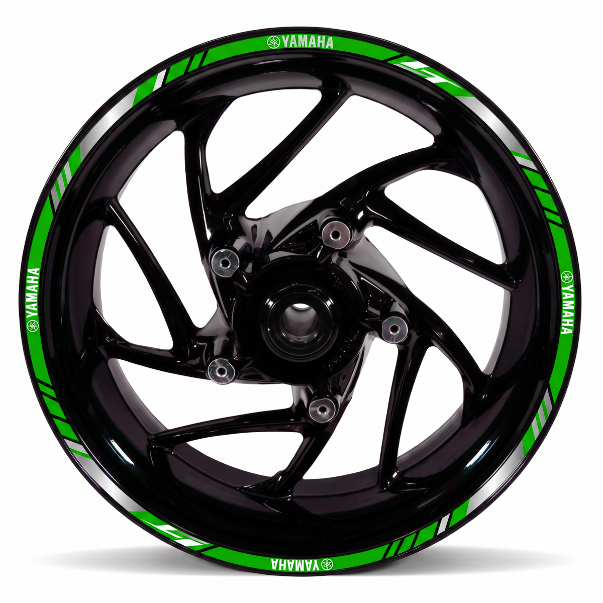 Vinilos para llanta de moto Yamaha - GT verde en el perfil de la rueda