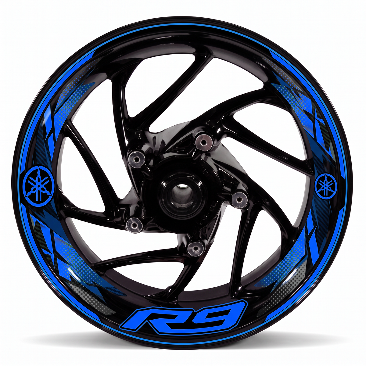 Vinilos para llanta Yamaha R9 - azul, cobertura completa